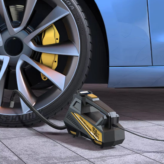 gonfleur pneu voiture jaune noir